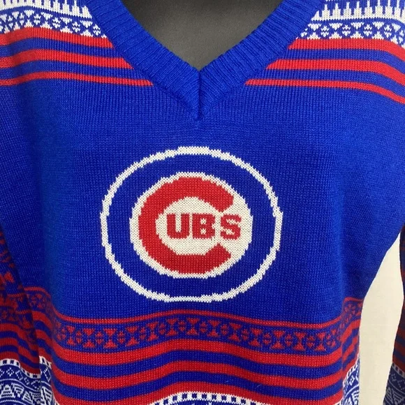 Chicago Cubs fair isle ugly Christmas Sweater NEW size Medium - Picture 2 of 4